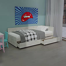 Односпальне ліжко з шухлядами Соната-800 Крафт білий, фото 2