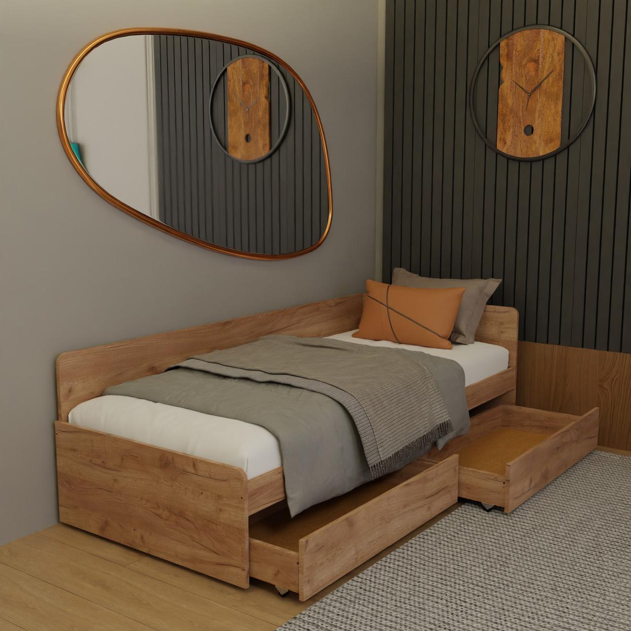 Односпальне ліжко з шухлядами Соната-800 Крафт золотий
