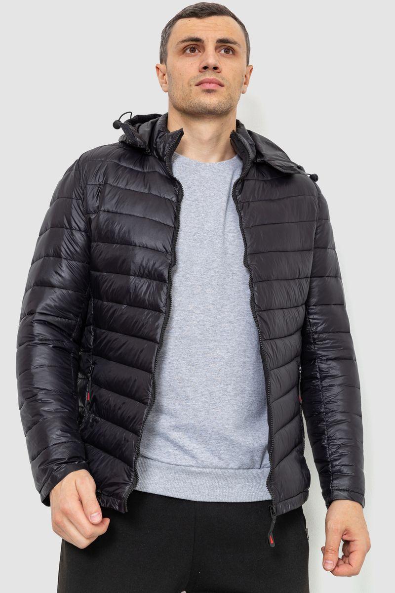 Куртка чоловіча демісезонна з капюшоном, колір чорний, 214R05 M, M, 46