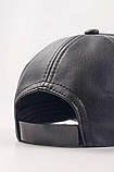 Чорна кепка бейсболка екошкіра унісекс, фото 3