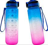 Мотиваційна пляшка для води 1л з часом, без BPA, Tritan фітнес, спорт, прогулянка bwr, фото 3