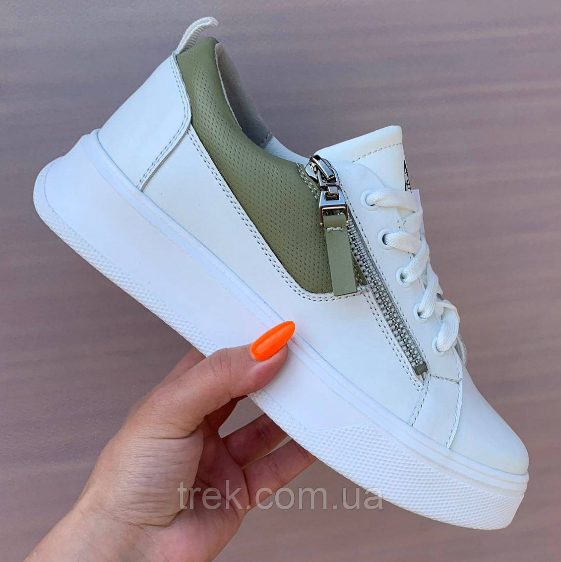 Кросівки жіночі шкіряні білі/ол /23092/ 37р, фото 1