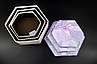Коробка подарункова шестикутна з бантиком. 3шт/комплект. Колір фіолетово-білий мрамор. 19х10см, фото 2