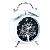 Часы настольные Clock с будильником Моен Дерево Тихий ход 16х11,7х5,5 см Белый Чёрный 16273 FL, код: 6489075