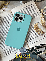 Чехол с закрытым низом на Айфон 15 Про Макс Лазурный / Silicone Case для iPhone 15 Pro Max Sea blue