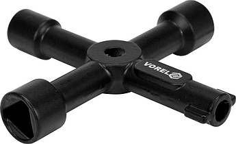 Ключ для замикання шаф у майстерні VOREL хрещатий, 4 різновиди, 72х72 мм [12/72]