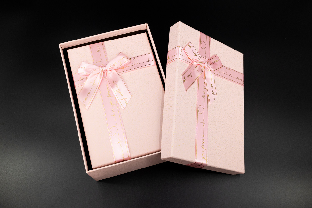 Коробка подарункова. 3шт/комплект. Колір рожево-білий. 23х16х9см.
