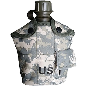 Фляга армійська для води 1 літр із чохлом і котелком сірий піксель