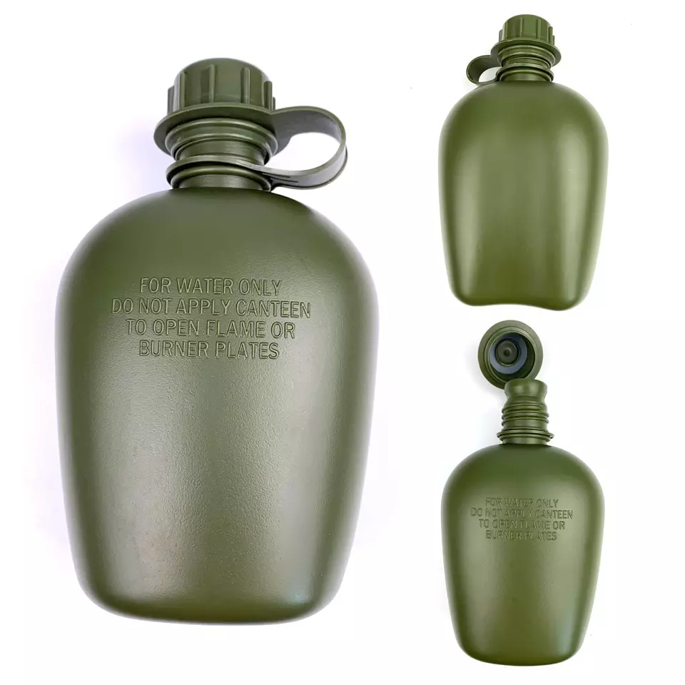 Фляга армейская для воды 1 литр с чехлом и котелком серый пиксель - фото 5 - id-p2093027992