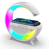 Акумуляторний нічник світильник YN-2209 з Bluetooth колонкою радіо та бездротовою зарядкою для телефону, фото 10