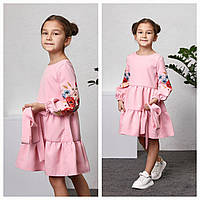 Нарядна сукня на дівчинку 116 см Креп 002704 Рожева