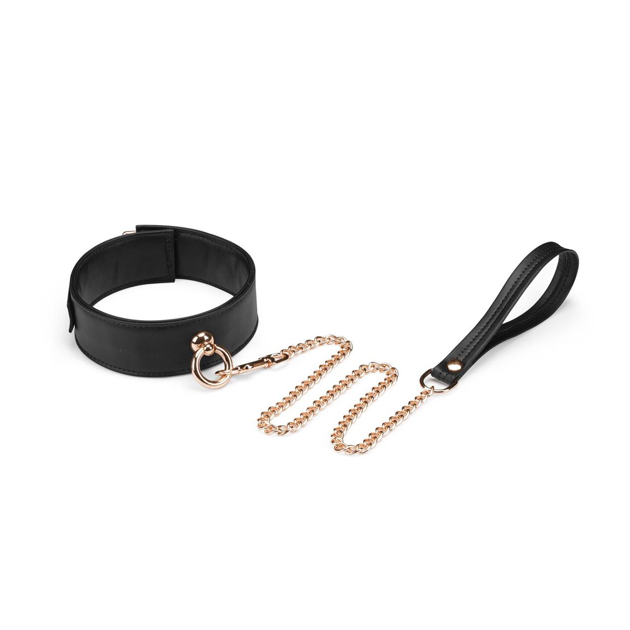 Нашийник з повідцем Liebe Seele Black Organosilicon Collar with Leash, екошкіра Bomba💣, фото 1