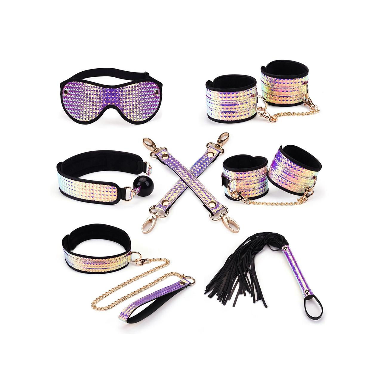 Набір Liebe Seele Pink G lossy 7pcs Bondage Kit, фіксатори, нашийник з повідцем, кляп, флогер, маска Bomba💣, фото 1