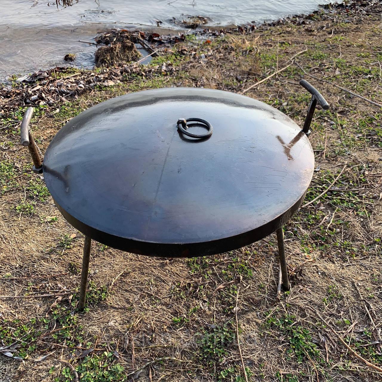 Сковорода для багаття 30 см із кришкою Тарілка для смаження на багатті Сковорода мангал із диска борони, фото 1