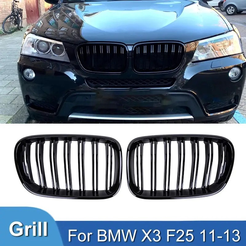 Решітка радіатора BMW БМВ X3 series F25 2014-2017 LCI, X4 series F26 2014-2018 глянець 2 ребра, фото 1