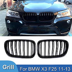 Решітка радіатора BMW БМВ X3 series F25 2014-2017 LCI, X4 series F26 2014-2018 глянець 2 ребра