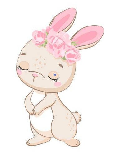 Ростовая наклейка "Зайка девочка в веночке" 80х50 см - без контурной ...