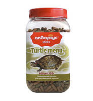 Корм для водоплавающих черепах Аквариус Turtle Menu Sticks (плавающие палочки) банка 600 мл (150г)