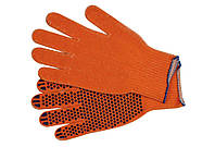 Перчатки из ПВХ - точкой, 7кл, оранжевые, 6нитки, 215 ТЕХ, 62г, 100п/е (250)
