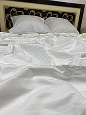 Постільна білизна для односпального ліжка біла страйп сатин, фото 3