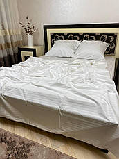 Однотонна постільна білизна біла страйп сатин євро, фото 5