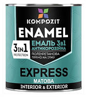 Эмаль EXPRESS антикорозионная 3 в 1 Kompozit® графит RAL 7024 матовая для черных металов и древесины, 12кг