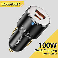 Автомобільний зарядний пристрій ESSAGER F698 100W 12-24v USB+Type-C в прикурювач авто