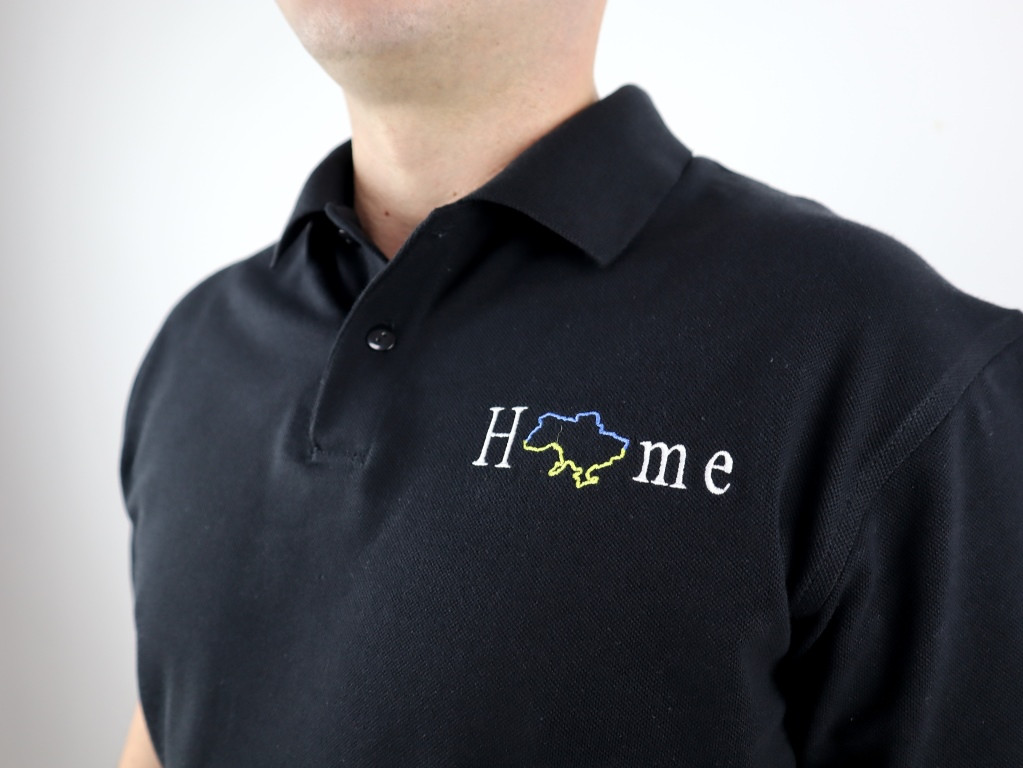 Чоловіча футболка Поло з вишивкою Home тканина Лакоста, футболка вишивка, футболка поло вишита, футболка з вишиванкою, фото 1
