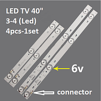 LED подсветка TV 40" 6V 336mm 3-4led RT148T152K07TA E YTGK0412 T152K08TA 35021248 Toshiba 40S2550EV 2шт.