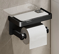 Держатель туалетной бумаги алюминиевый с полочкой для телефона 17.5х9.5х9 см, Athand