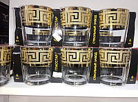Набір стаканів скляних в золоті для напоїв 6 шт Греція