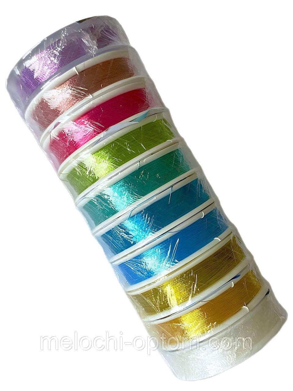 Нитка Люрекс металізована Adele Allure нитка люрекс кругла плоска 100м/10шт кольоровий мікс №7