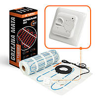 Тепла підлога під плитку THERM FEP-200 нагрівальний мат з механічним терморегулятором білим 0,5 м²