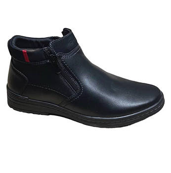 Класичні чоловічі черевики, шкіряні з хутром у чорному кольорі, зима, 40-43р.