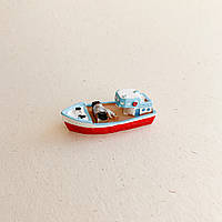 Мініатюра човен з мотузкою 5*1.8 см Червоно-блакитний