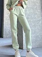 Тёплые спортивные женские штаны в мятном цвете S-M; L-XL