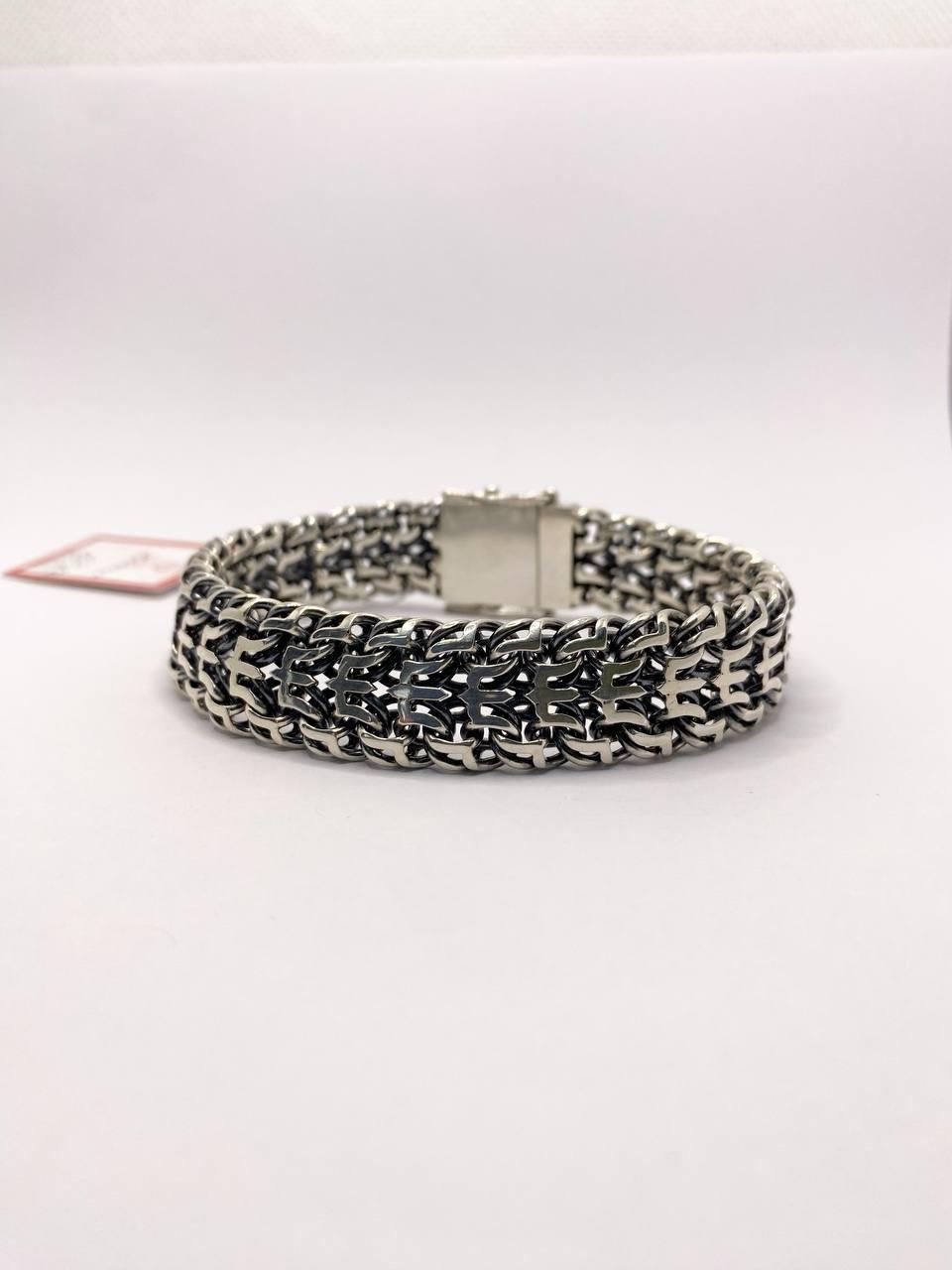 Мужской серебряный браслет на руку "Марк" Широкий браслет для мужчин ...