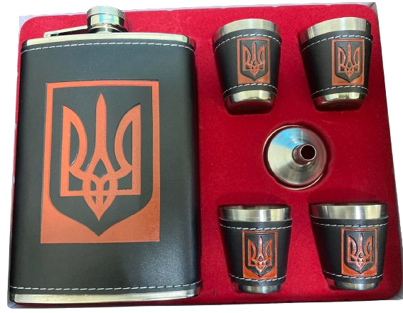Подарунковий набір Фляга 240 мл + 4 стопки + лійка, фото 1