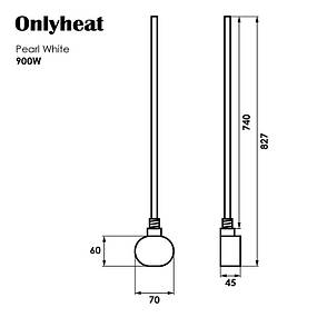 ТЕН для рушникосушки OnlyHeat Pearl White 0,9 кВт (16491), фото 3