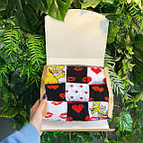 Бокс чоловічих шкарпеток 40-45 р на 9 пар в подарунковій крафтовій коробці із стрічкою, фото 2