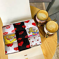 Бокс чоловічих шкарпеток 40-45 р на 9 пар в подарунковій крафтовій коробці із стрічкою