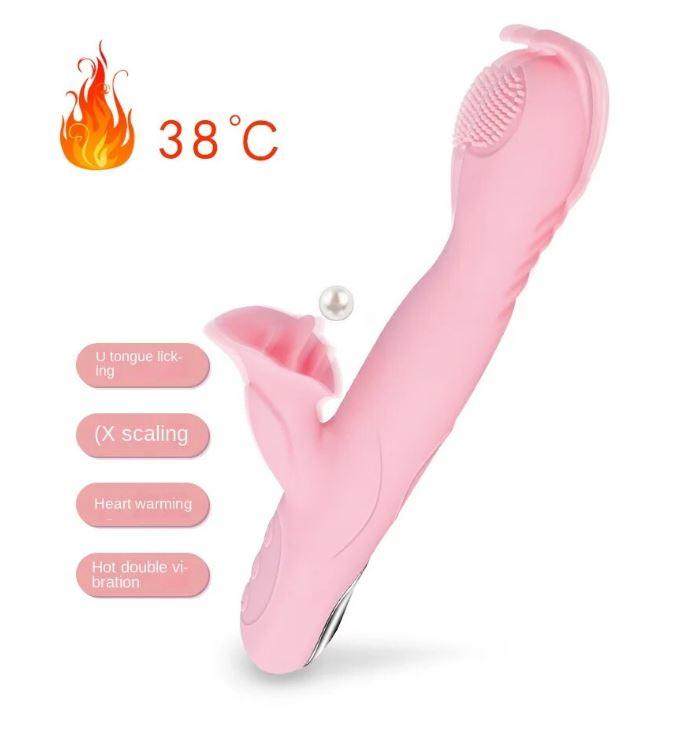 Телескопічний вібратор "Hot" з обертанням та нагріванням, фото 1