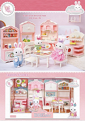 Дитячий ігровий набір меблів "Кухня 6681" з флоксовою фігуркою зайченяти та аксесуарами (3+).