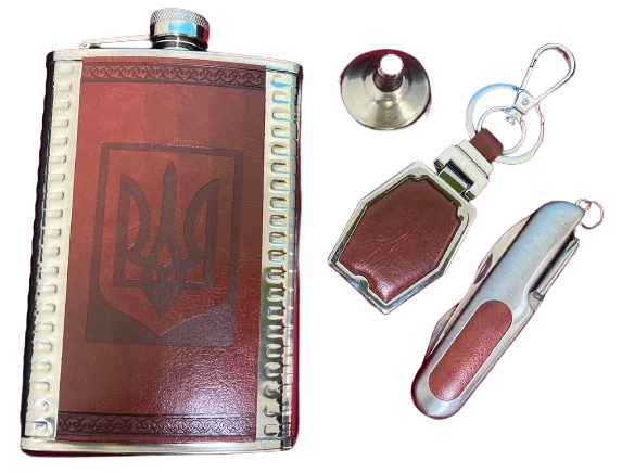 Набір: фляга + лійка + брелок + ніж. Об'єм фляги: 270 мл., фото 1