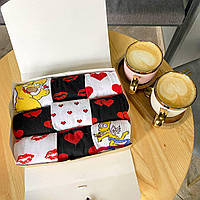 Подарок девушке на день влюбленных носочки на 9 пар 36-41 р цветные и качественные, высокие и трикотажные