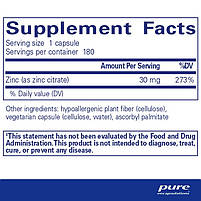 Цинк (цитрат), Zinc (citrate), Pure Encapsulations, 180 капсул BX670, фото 2