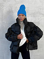 Женская куртка осень зима с карманами стильная фактурная трендовая черный, молочный