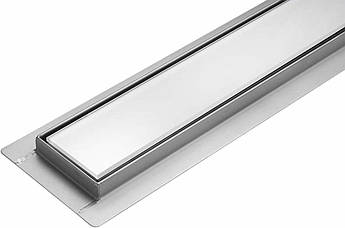 Трап підлоговий із неіржавкої сталі FALA WET-DRY WHITE GLASS; 60х 7х 2 см, сифон-52 мм [6]