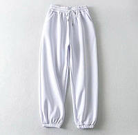 Женские спортивные штаны с манжетами джоггеры оверсайз тренд 2023 голубой, графит, белый, черный, серый білий