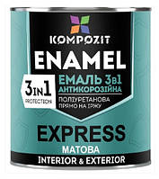 Эмаль EXPRESS антикорозионная 3 в 1 Kompozit® шоколадная RAL 8017 матовая для черных металов и древесины 2,8кг